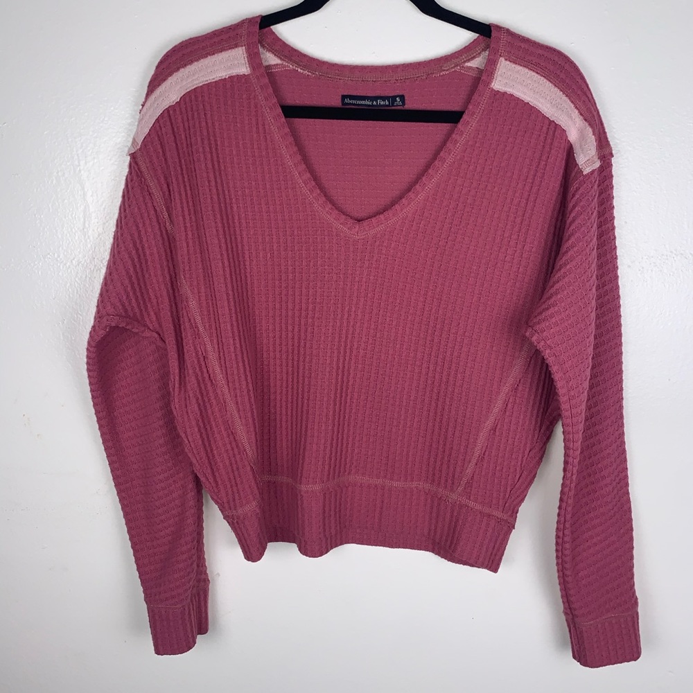 Abercrombie & Fitch Long Sleeve Waffle Knit Top